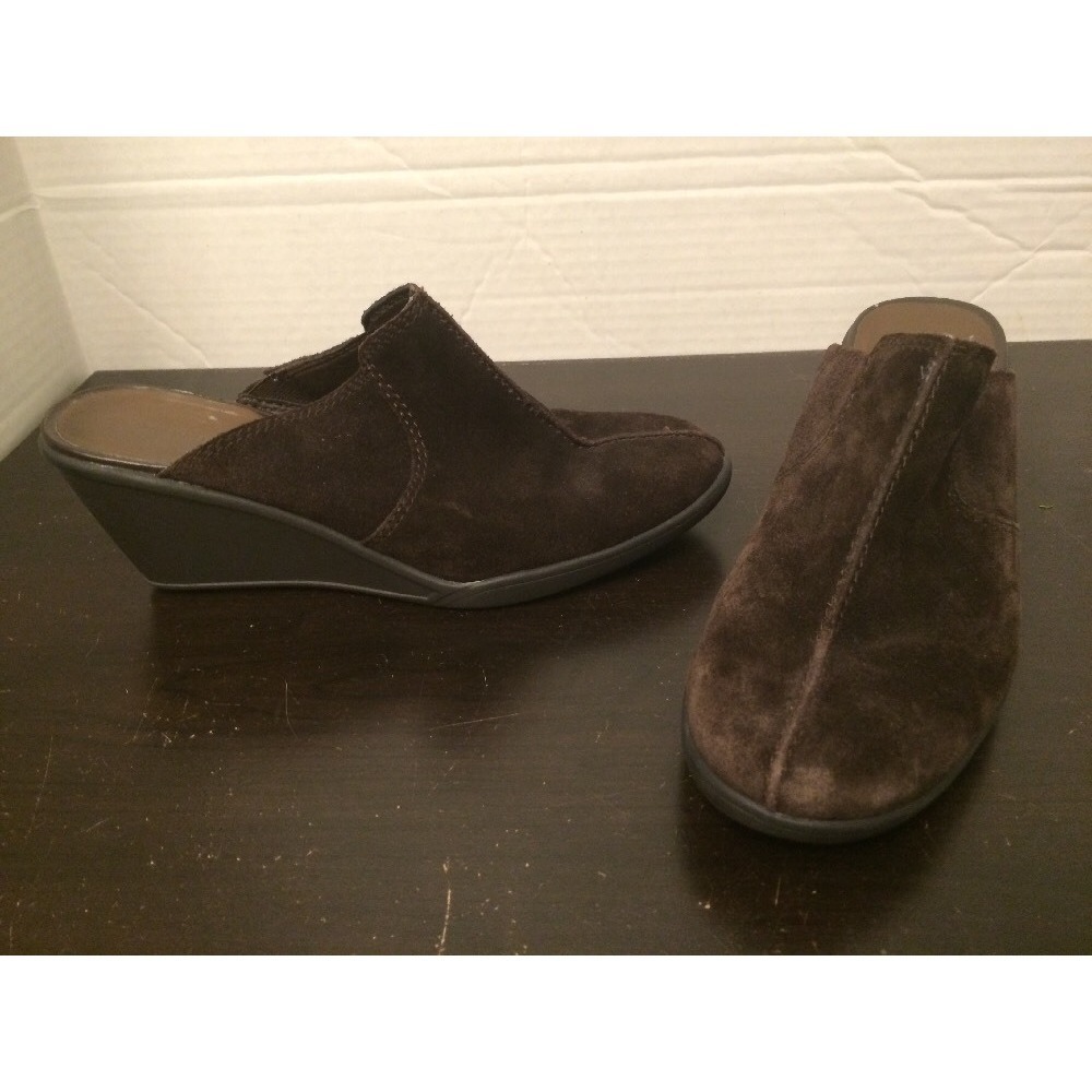 Etienne Aigner Suede Leather Closed Wedge Dark Brown Shoes Women 9M Laisha